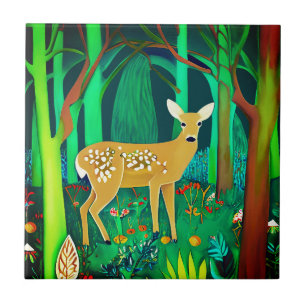 Carreau Faune tachetée dans un cadre forestier Imaginaire