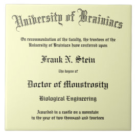 Carreau Fausse tuile de diplôme de Frankenstein