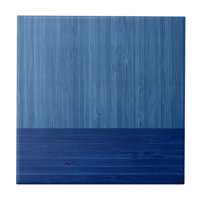 Carreau Faux Bamboo Frontière Grain en Bois de Cobalt Bleu (Devant)
