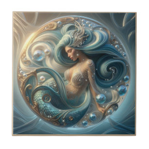 Carreau Faux Gemmes Sirène Effet 3D Art Nouveau