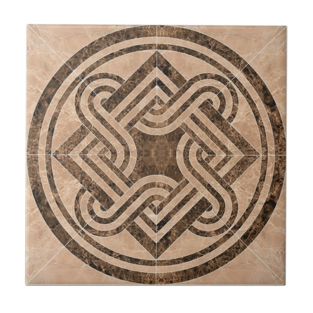 Carreau Faux Marbre Brown Beige Mosaïque Carrelage rétro (Devant)