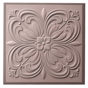 Carreau Faux Relief Dusty Rose décoratif néoclassique
