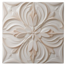 Faux Relief Pastel Beige & Blanc Fleur Décor