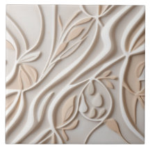 Faux Relief Pastel Beige & blanc Moderne Abstrait
