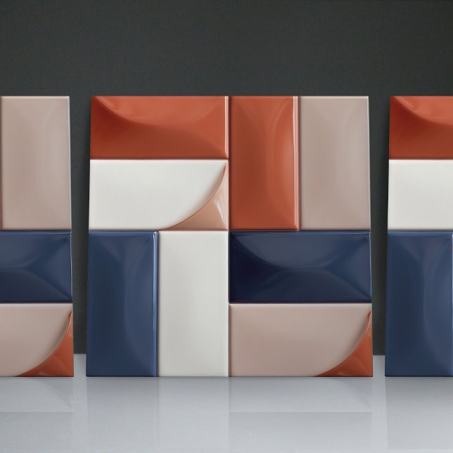 Carreau Faux Relief Vitré Bleu Brûlé Orange Décor (Créateur téléchargé)