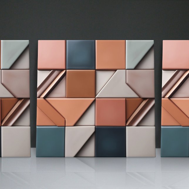 Carreau Faux Relief Vitré Bleu Brûlé Orange Décor (Créateur téléchargé)