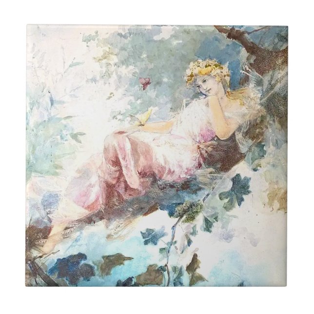 Carreau Fée rose des papillons (Devant)