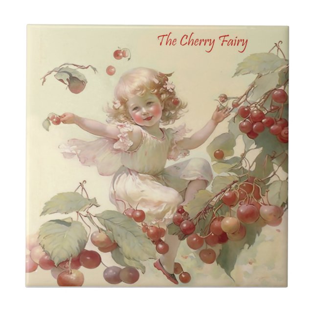 Carreau Fée victorienne de la cerise dans un arbre fruitie (Devant)