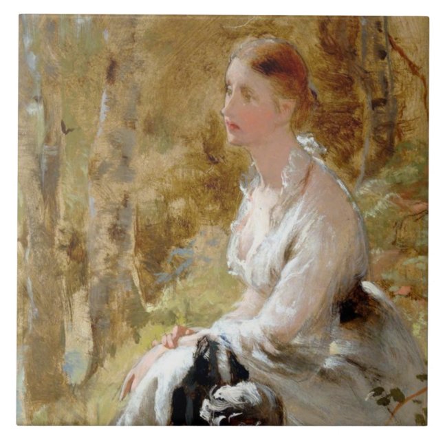 Carreau Femme assise dans une forêt (Beauté élégante) (Devant)