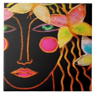 Carreau Femme aux papillons Art Abstrait