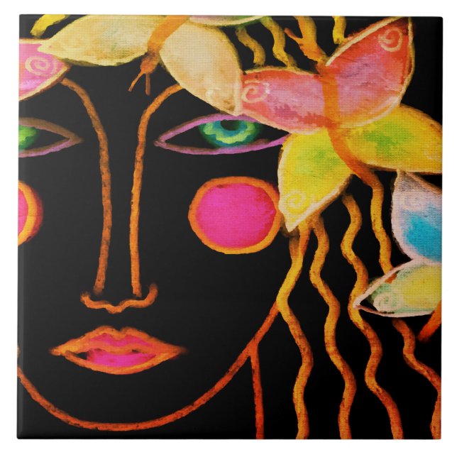Carreau Femme aux papillons Art Abstrait (Devant)
