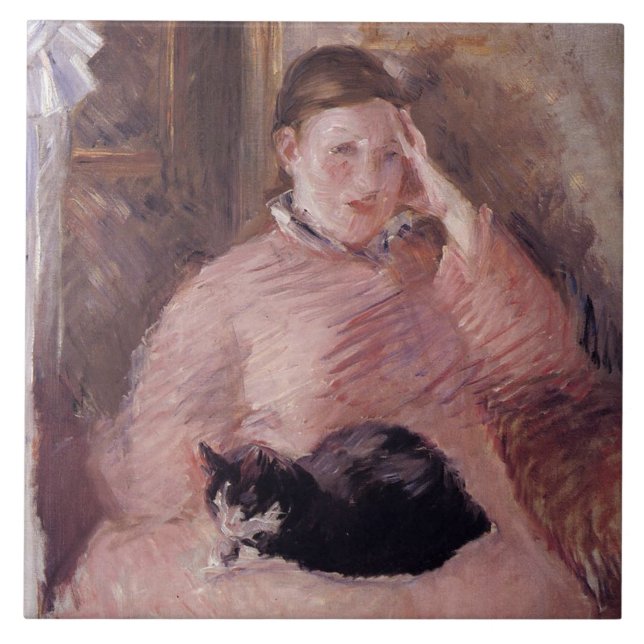 Carreau Femme avec un chat (par Edouard Manet) (Devant)