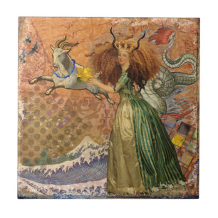 Carreau Femme Capricorne Chèvre Fantaisie Amusant