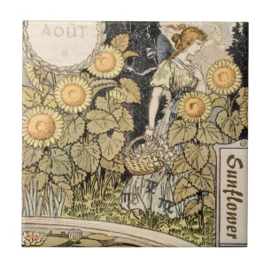 Carreau Femme de l'art nouveau vintage Garden Grasset Tour