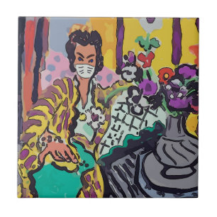Carreau femme en Masque, art