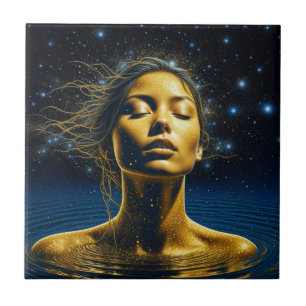 Carreau Femme éthérée méditant sous les étoiles