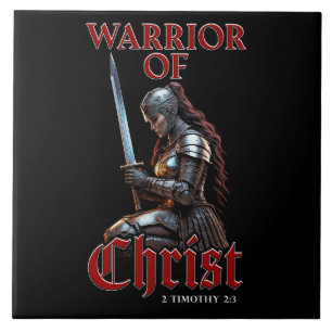 Carreau Femme Guerrière du Christ 2 Timothée 2:3 Chrétienn