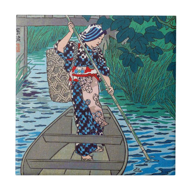 Carreau Femme japonaise orientale fraîche de pêche de (Devant)