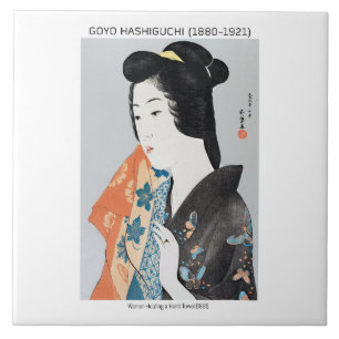 Carreau Femme japonaise tenant sa serviette - Goyō Hashigu