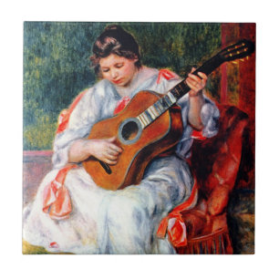 Carreau Femme jouant de la guitare de Pierre Renoir