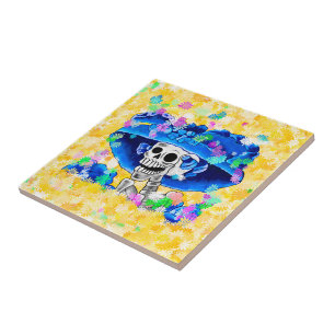 Carreau Femme squelette riant Dia De Los Muertos