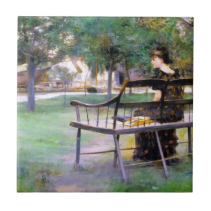 Carreau Femme sur un banc (par Edwin Austin Abbey)