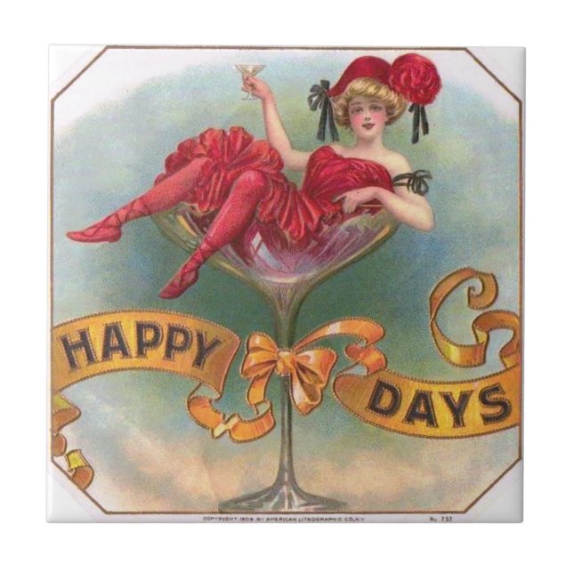 Carreau Femme victorienne Champagne Rouge Happy (Devant)