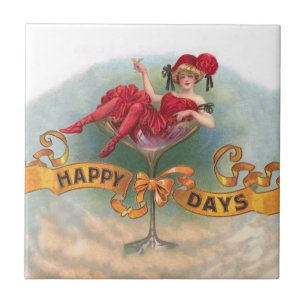 Carreau Femme victorienne Champagne Rouge Happy