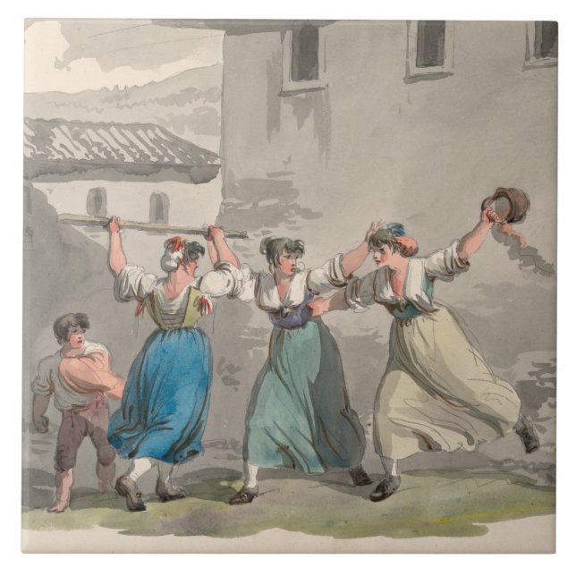 Carreau Femmes combattant à Rome, Italie (Scène historique (Devant)