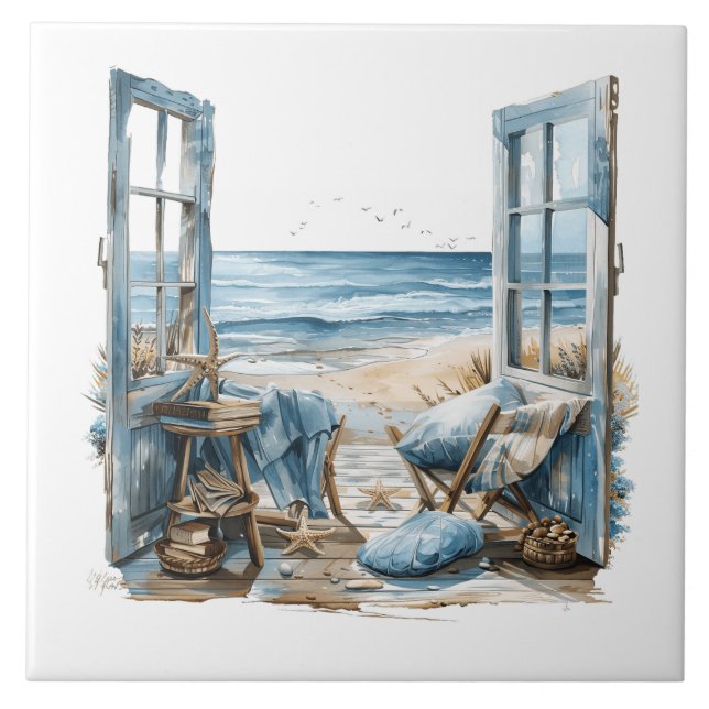 Carreau Fenêtre sur la plage... - Dreaming of the Beach (Devant)
