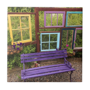 Carreau Fenêtres colorées et décoration du jardin du banc