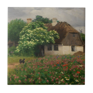 Carreau Ferme avec Fleurs de prairie