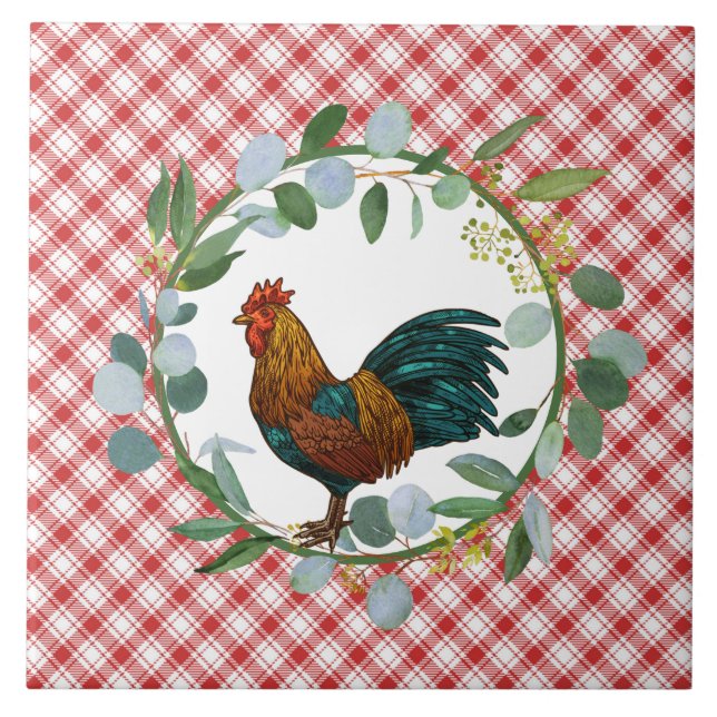 Carreau Ferme Eucalyptus Wreath & Rooster (Devant)