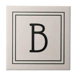 Carreau Ferme moderne Monogramme Tan & Noir Initiale