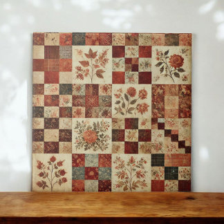 Carreau Ferme rustique Terracotta Quilt Patchwork Floral