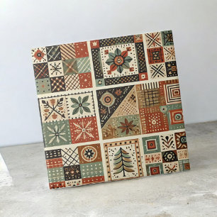 Carreau Ferme rustique Terracotta Quilt Patchwork Floral