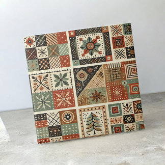 Carreau Ferme rustique Terracotta Quilt Patchwork Floral