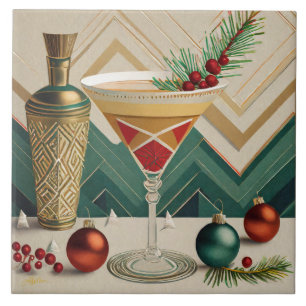 Carreau Fête de cocktail de Noël du milieu du siècle Happy