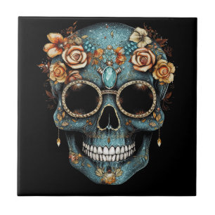Carreau Fête du crâne mexicain floral de Dead Dia De Muert