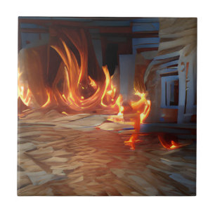 Carreau Feu dans la maison en bois art abstrait