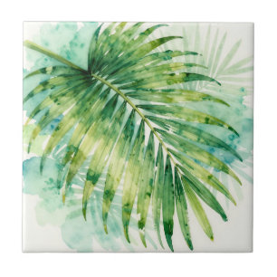 Carreau Feuille de palmier tropicale verte luxuriante aqua