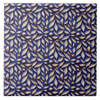 Carreau Feuille et motif bleu marine