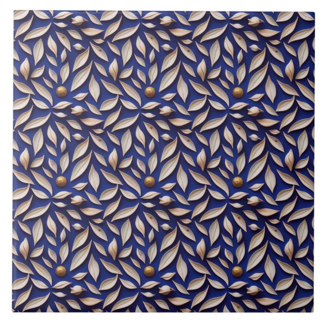 Carreau Feuille et motif bleu marine (Devant)