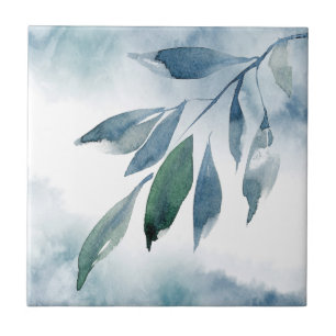 Carreau Feuilles Abstraits Indigo Blue Green