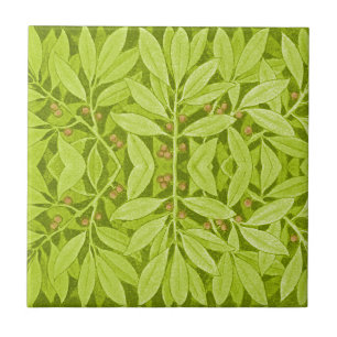 Carreau Feuilles botaniques et baies Art nouveau vintage