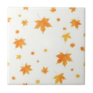 Carreau Feuilles d'automne chaudes Aquarelle Érable et chê