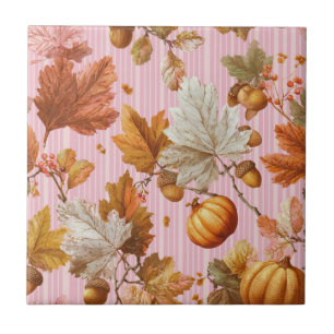 Carreau Feuilles d'automne et Citrouilles Motif sans coutu