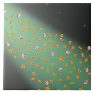 Carreau Feuilles d'automne et vert Rose