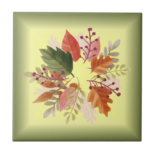 Carreau  Feuilles d'automne ~ Rouge et or ~ Accents d'arri (Devant)