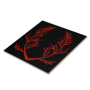 Carreau Feuilles de cèdre sur un carrelage en céramique no